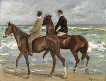 Horseman sur la plage à gauche Max Liebermann impressionnisme allemand Peinture à l'huile
